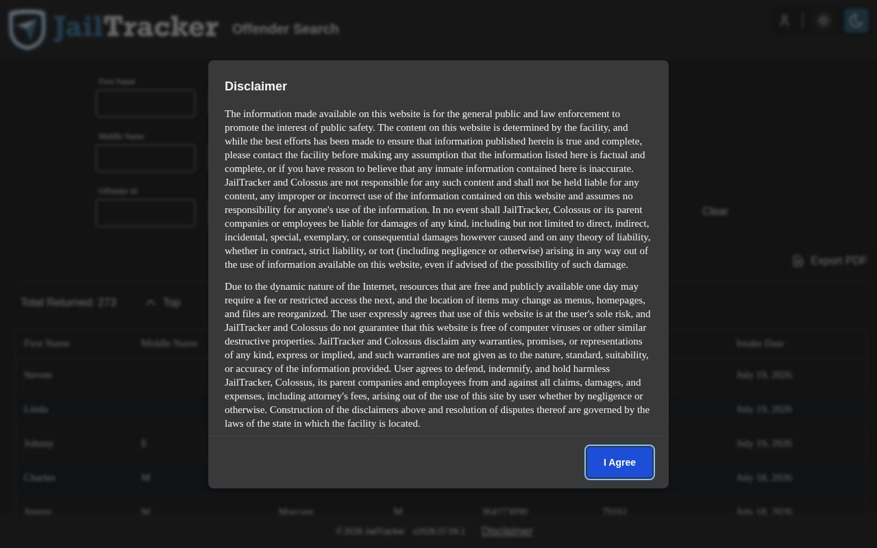 Three Forks embedded JailTracker route observed during Breathitt County release research
