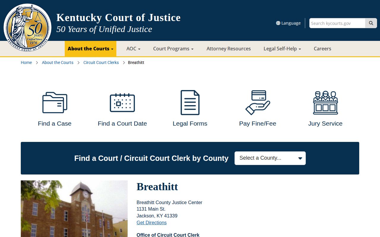 Breathitt County court record access for released inmate verification